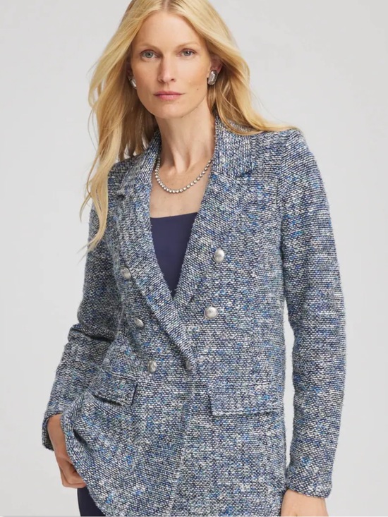 Chico's Jackets & Blazers - Chico’s Tweed Double-Breasted Blazer Blue XL